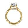 Villa - 14K Yellow Gold Half Bezel Oval Diamond Engagement Ring - 0.1 ct