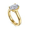 Villa - 14K Yellow Gold Half Bezel Oval Diamond Engagement Ring - 0.1 ct