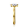 Villa - 14K Yellow Gold Half Bezel Oval Diamond Engagement Ring - 0.1 ct