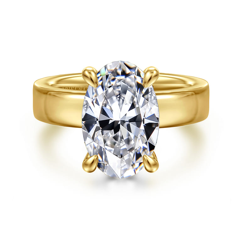 Argentina - 14K Yellow Gold Oval Diamond Engagement Ring - 0.09 ct - Shot 1