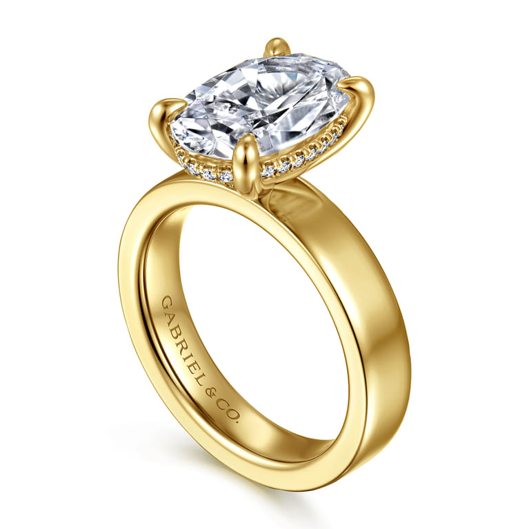 Argentina - 14K Yellow Gold Oval Diamond Engagement Ring - 0.09 ct - Shot 3