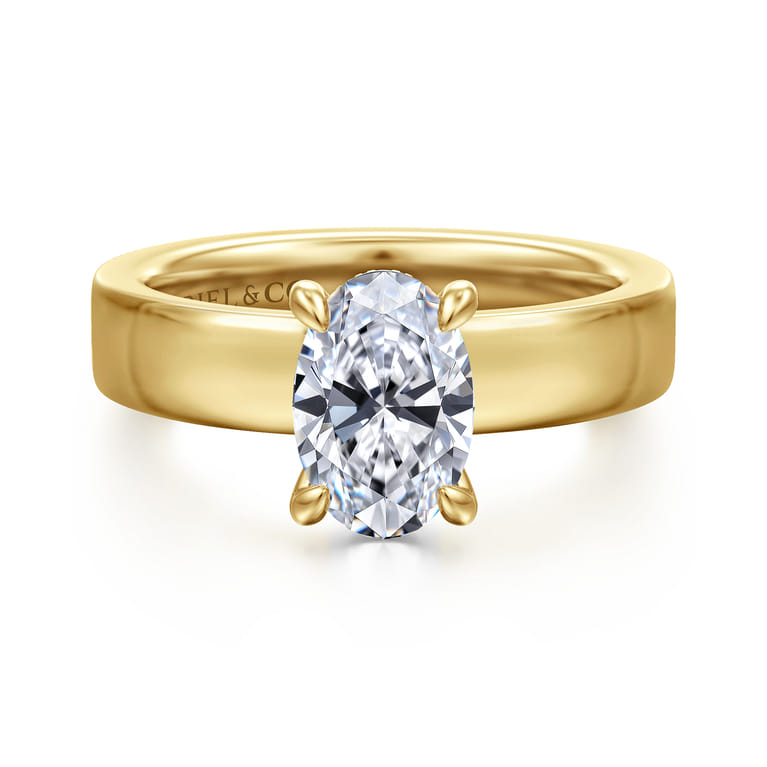 Argentina - 14K Yellow Gold Oval Diamond Engagement Ring - 0.05 ct - Shot 1