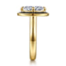 Eli - 14K Yellow Gold Compass Bezel Prong Enamel Black Oval Diamond Engagement Ring - 0.12 ct