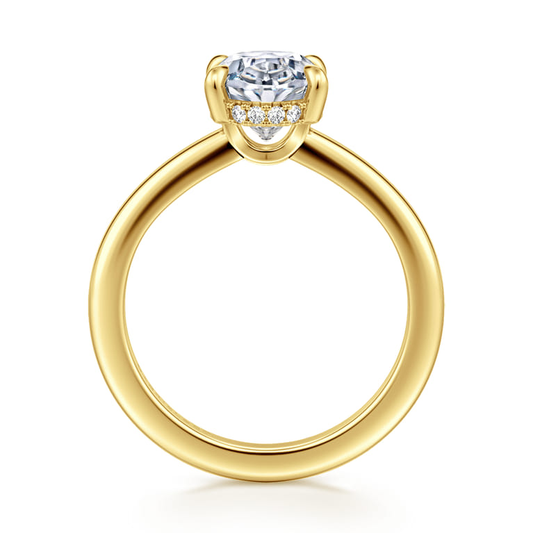 Aliona - 14K White-Yellow Gold Oval Diamond Engagement Ring - 0.09 ct - Shot 2