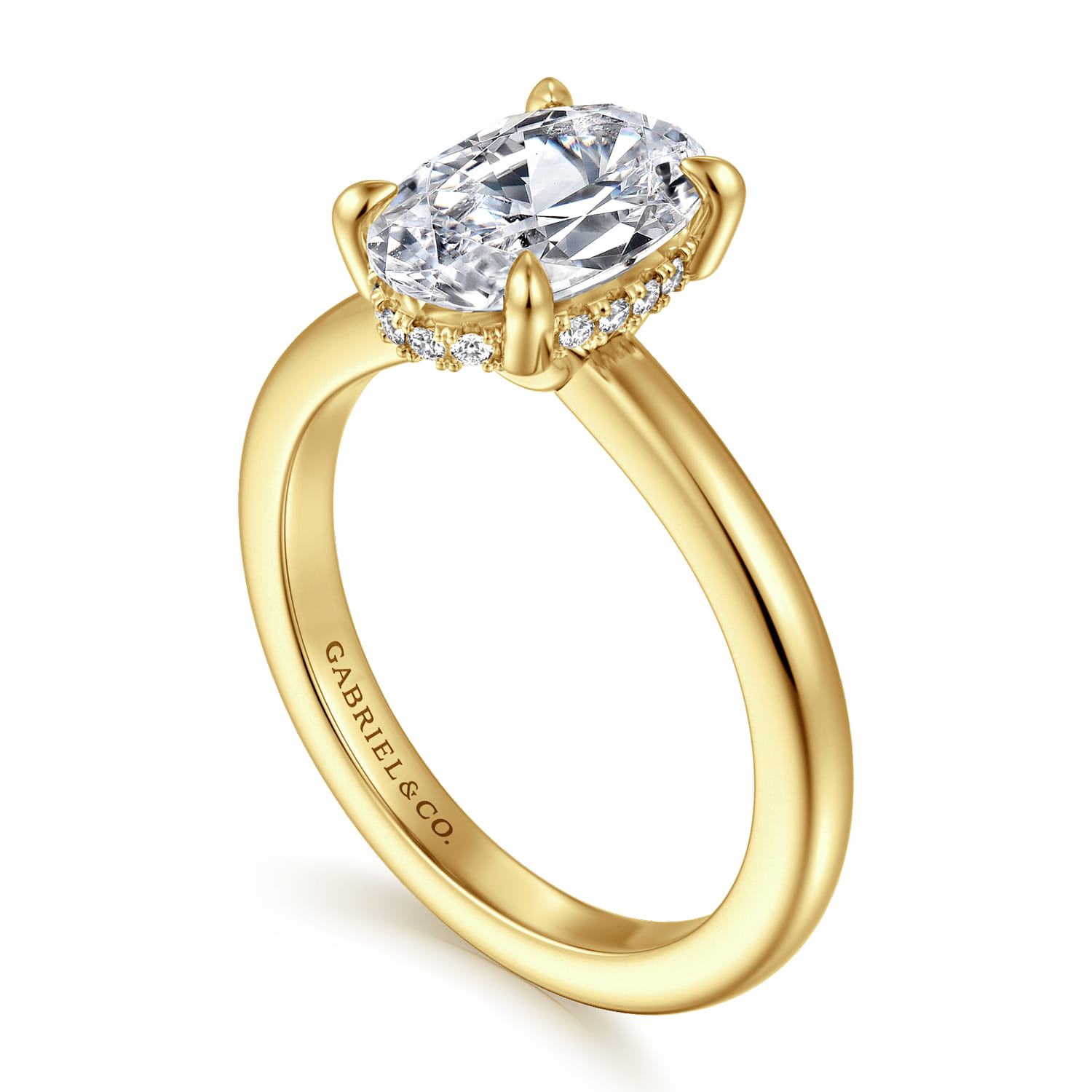 Aliona - 14K White-Yellow Gold Oval Diamond Engagement Ring - 0.09 ct - Shot 3