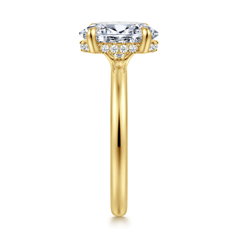Aliona - 14K White-Yellow Gold Oval Diamond Engagement Ring - 0.09 ct - Shot 4