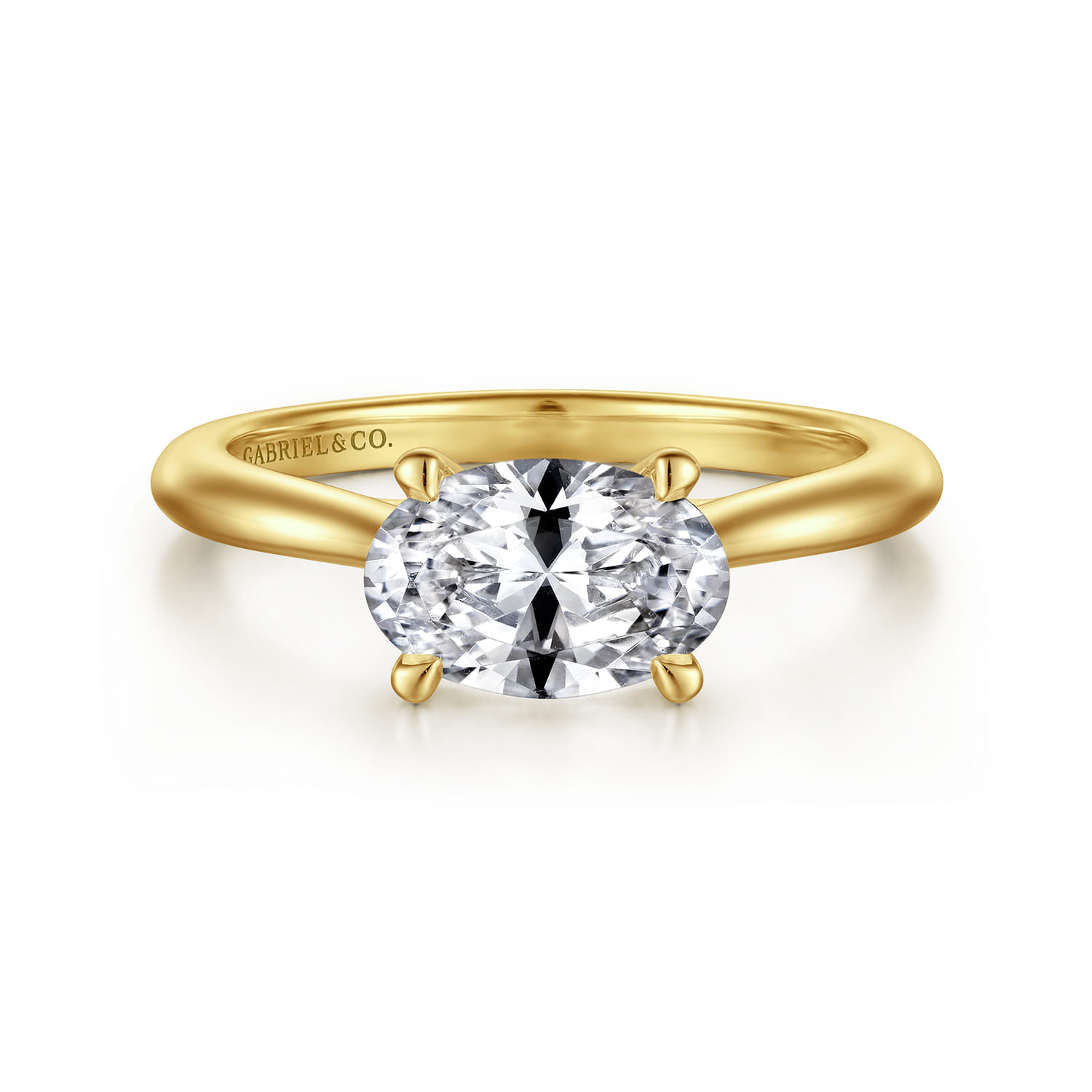 Larissa - 14K Yellow Gold East West Oval Solitaire Engagement Ring - Shot 1