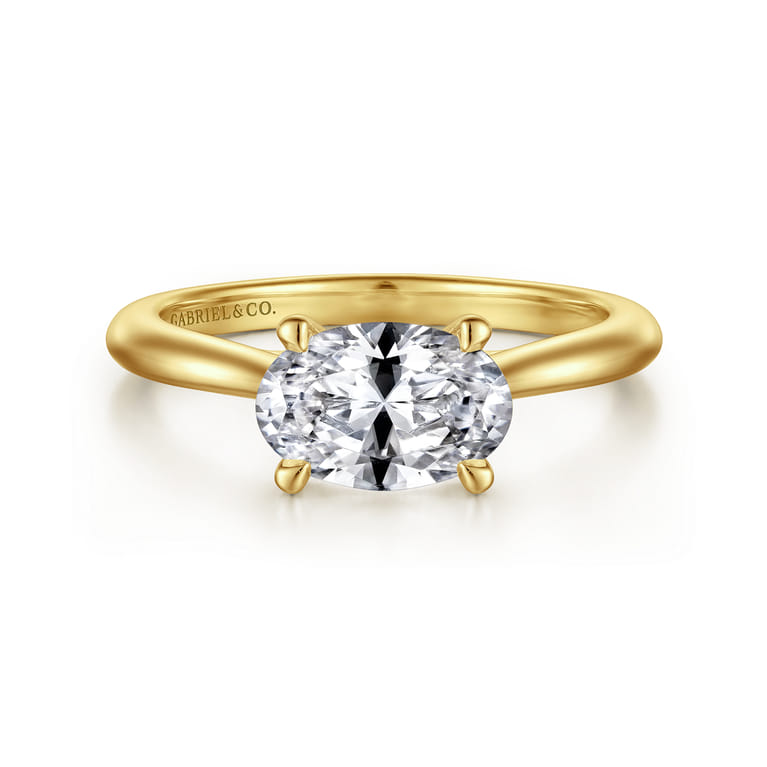 Larissa - 14K Yellow Gold East West Oval Solitaire Engagement Ring - Shot 1