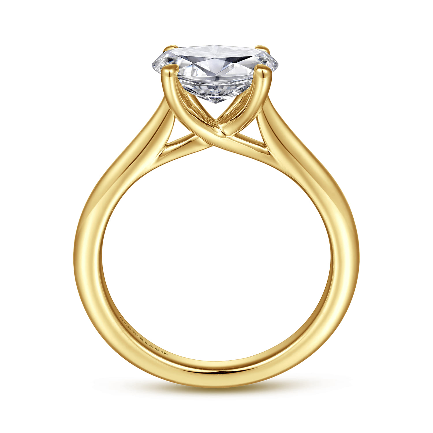 Larissa - 14K Yellow Gold East West Oval Solitaire Engagement Ring - Shot 2