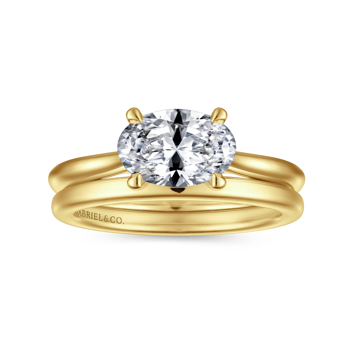 Larissa - 14K Yellow Gold East West Oval Solitaire Engagement Ring - Shot 4