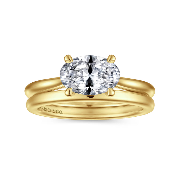Larissa - 14K Yellow Gold East West Oval Solitaire Engagement Ring - Shot 4