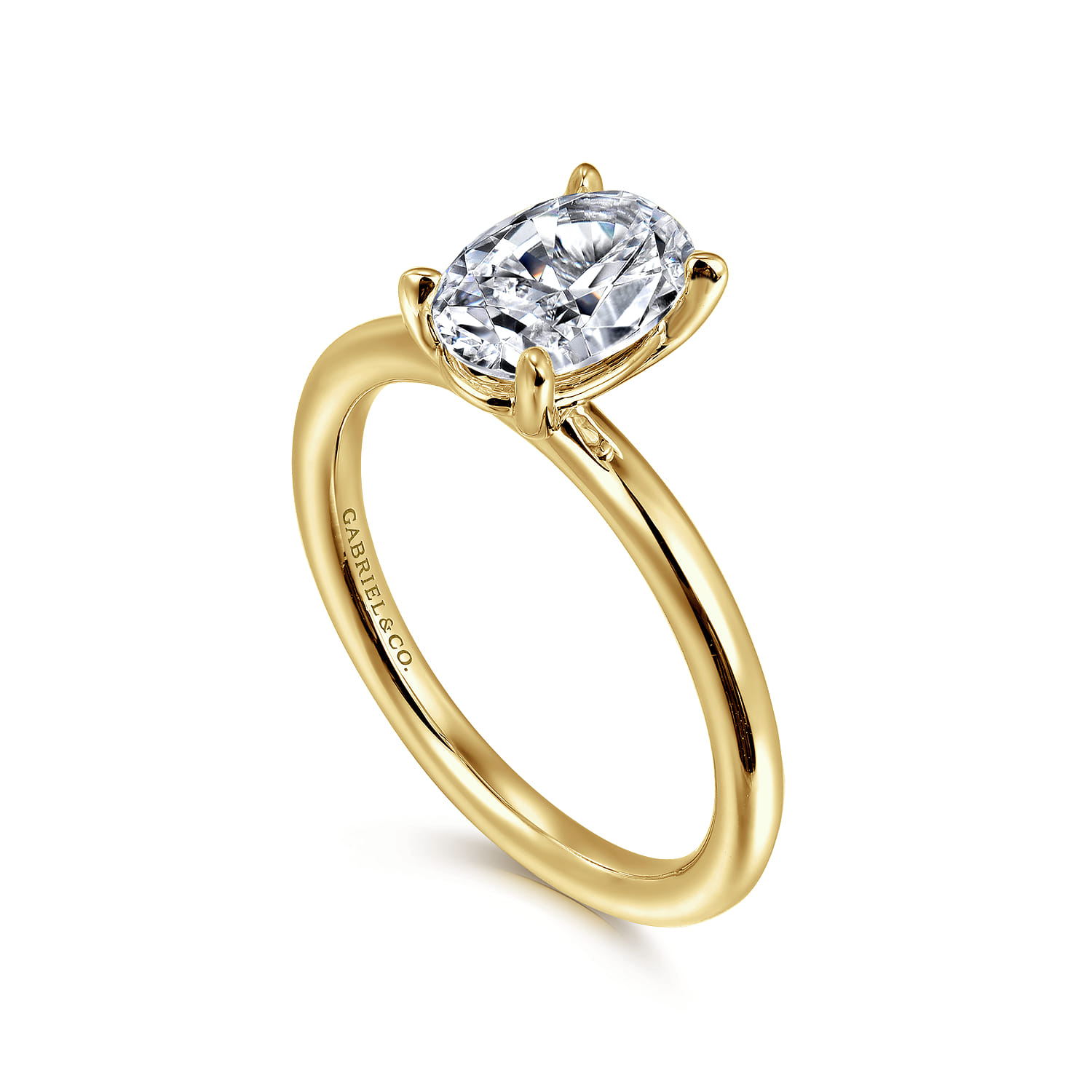 Lark - 14K Yellow Gold Oval Solitaire Engagement Ring - Shot 3
