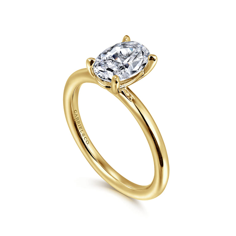 Lark - 14K Yellow Gold Oval Solitaire Engagement Ring - Shot 3