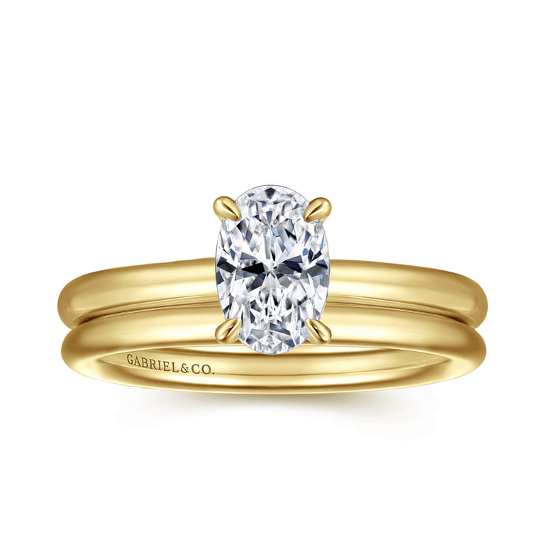 Lark - 14K Yellow Gold Oval Solitaire Engagement Ring - Shot 4