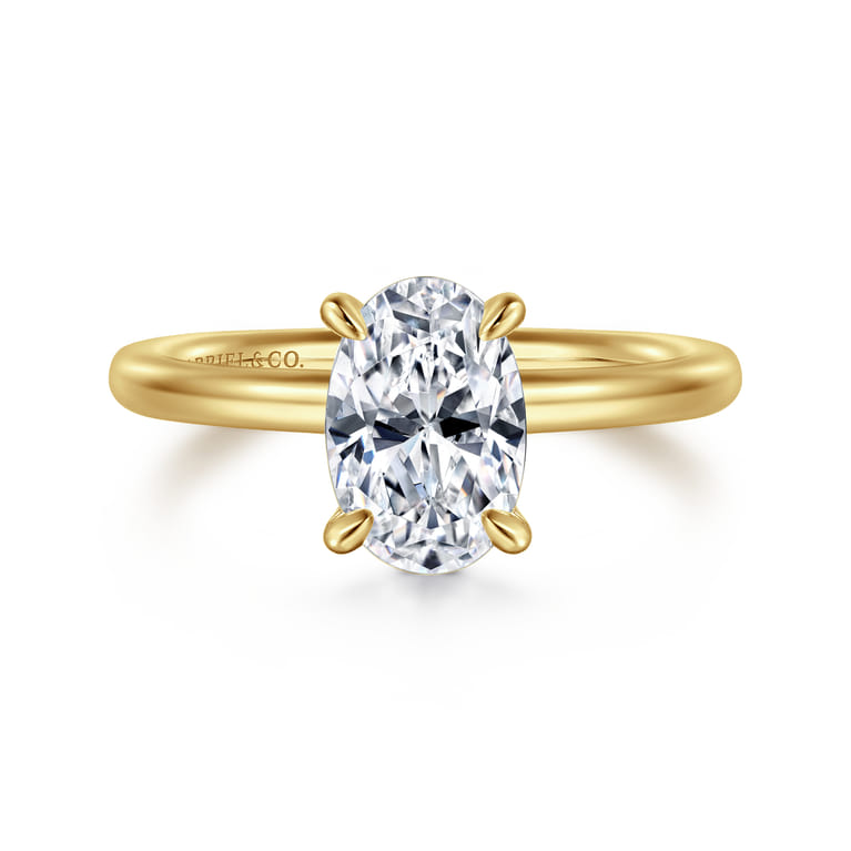 Lark - 14K Yellow Gold Oval Solitaire Engagement Ring - Shot 1