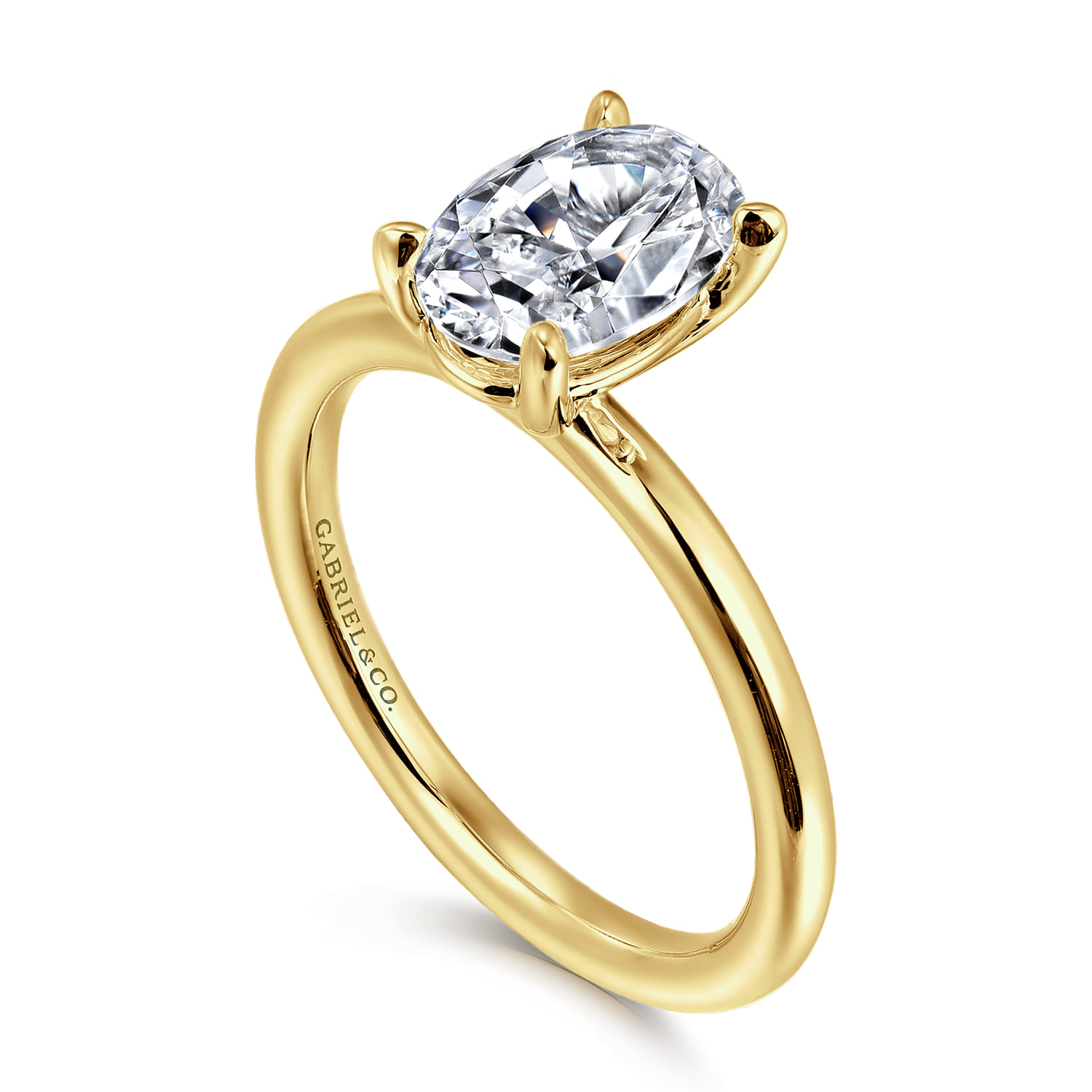 Lark - 14K Yellow Gold Oval Solitaire Engagement Ring - Shot 3