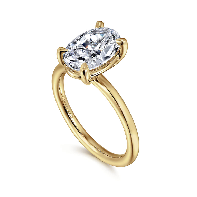 Lark - 14K Yellow Gold Oval Solitaire Engagement Ring - Shot 3