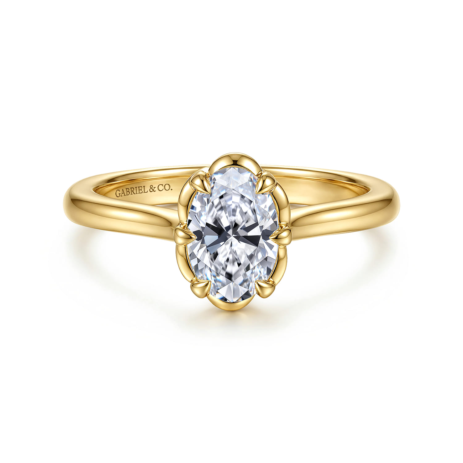 Tiona - 14K Yellow Gold 6 Prong Oval Diamond Engagement Ring - Shot 1