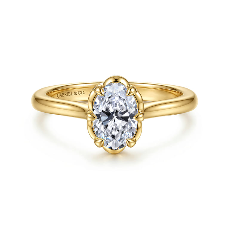 Tiona - 14K Yellow Gold 6 Prong Oval Diamond Engagement Ring - Shot 1