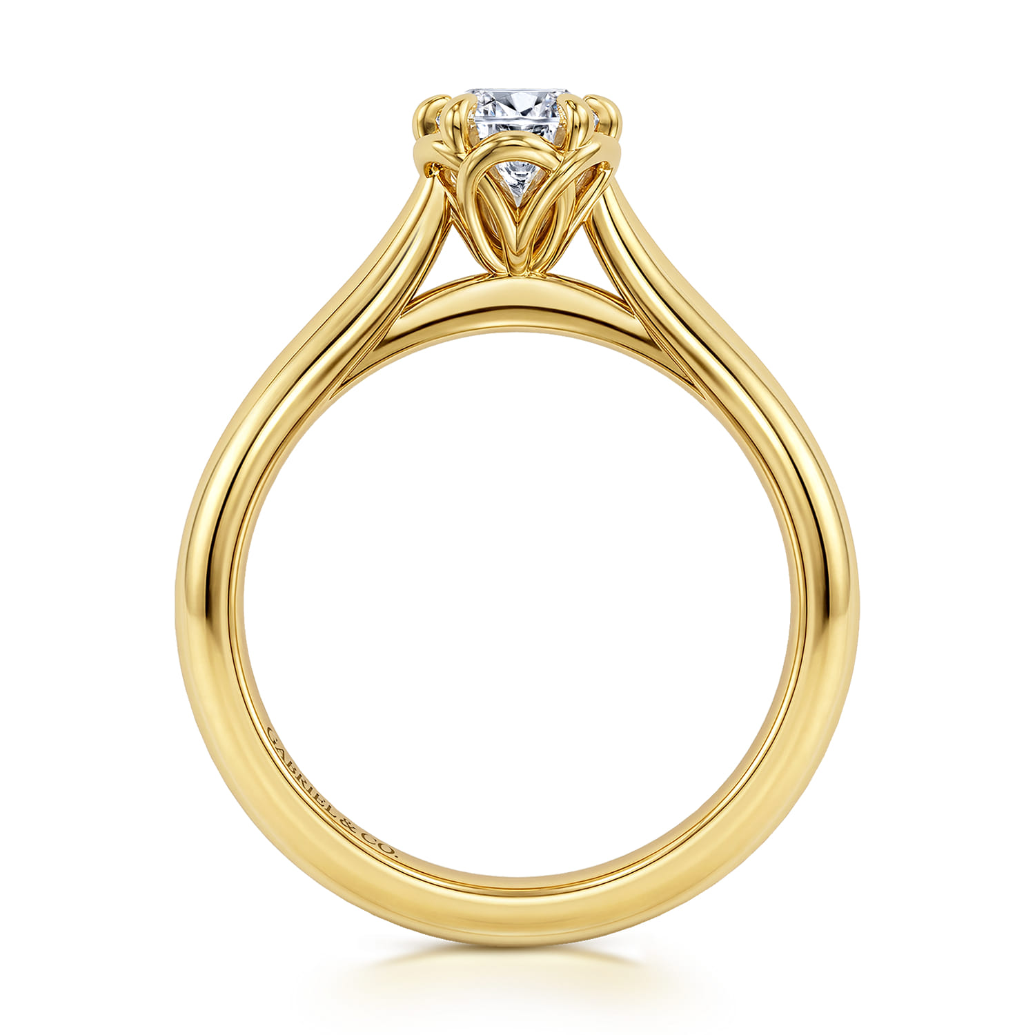 Tiona - 14K Yellow Gold 6 Prong Oval Diamond Engagement Ring - Shot 2