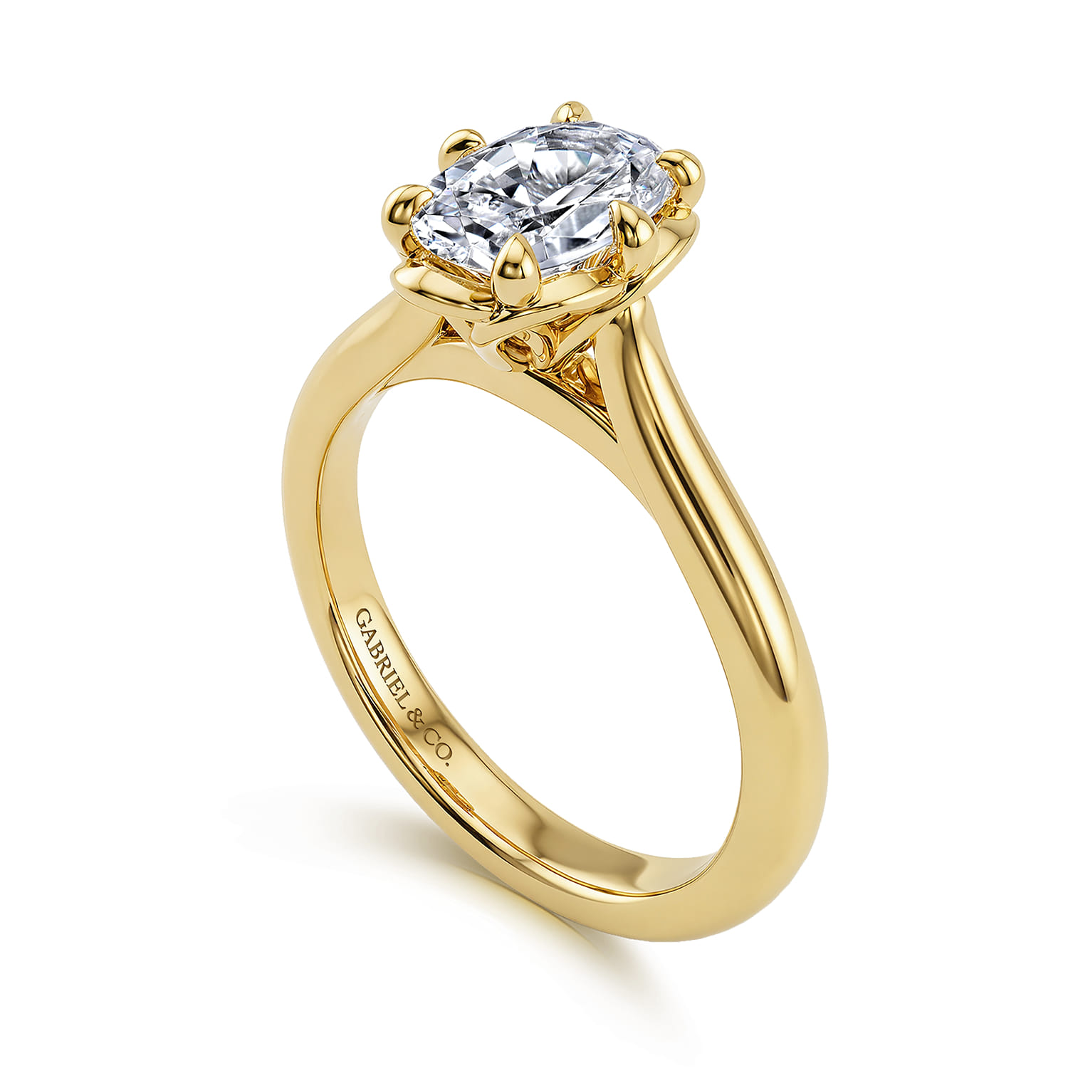 Tiona - 14K Yellow Gold 6 Prong Oval Diamond Engagement Ring - Shot 3