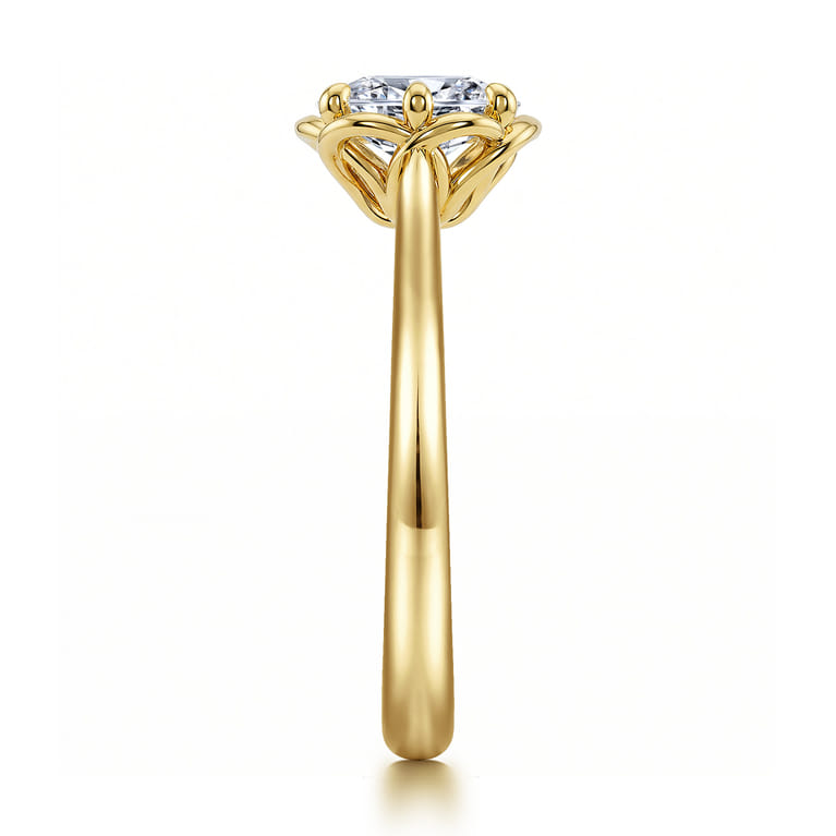 Tiona - 14K Yellow Gold 6 Prong Oval Diamond Engagement Ring - Shot 4