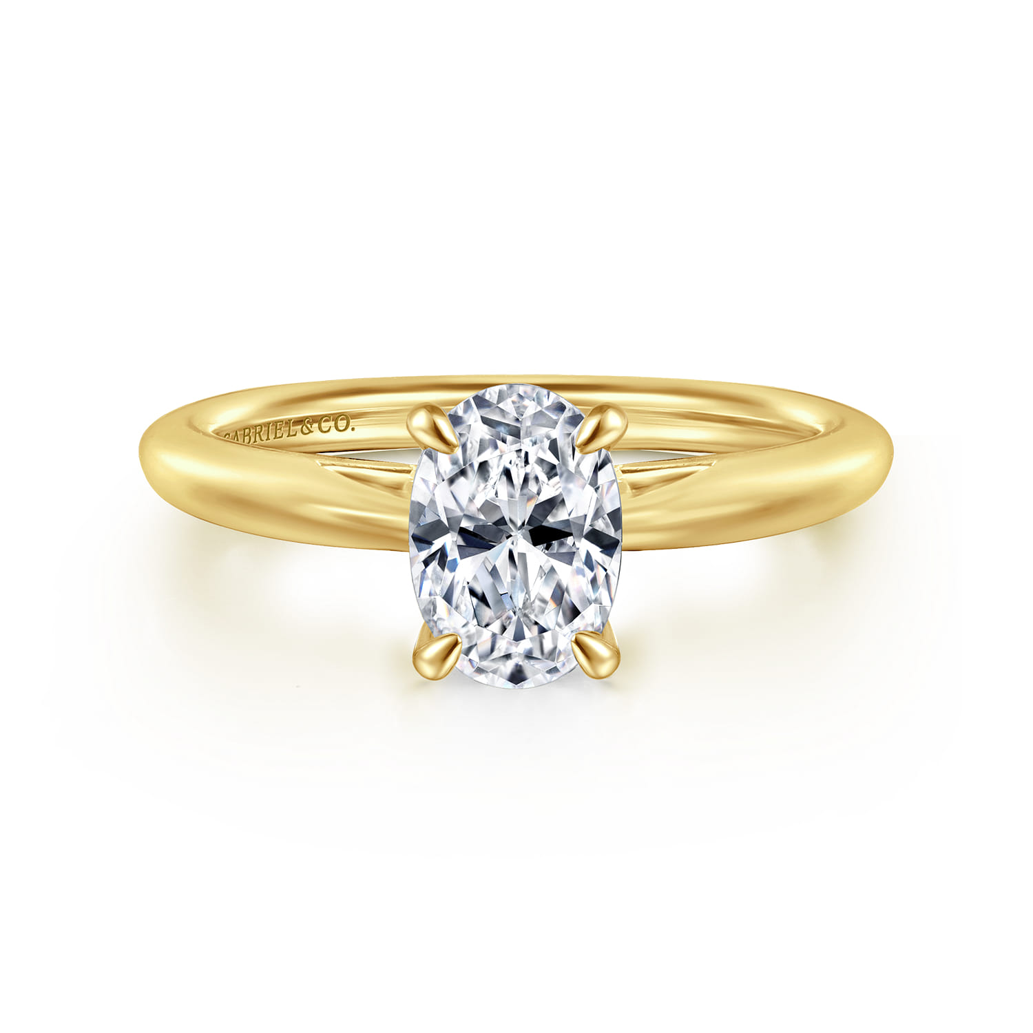 Bambi - 14K Yellow Gold Oval Solitaire Diamond Engagement Ring - Shot 1
