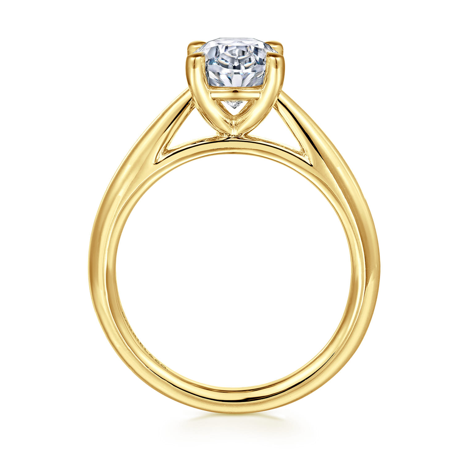 Bambi - 14K Yellow Gold Oval Solitaire Diamond Engagement Ring - Shot 2