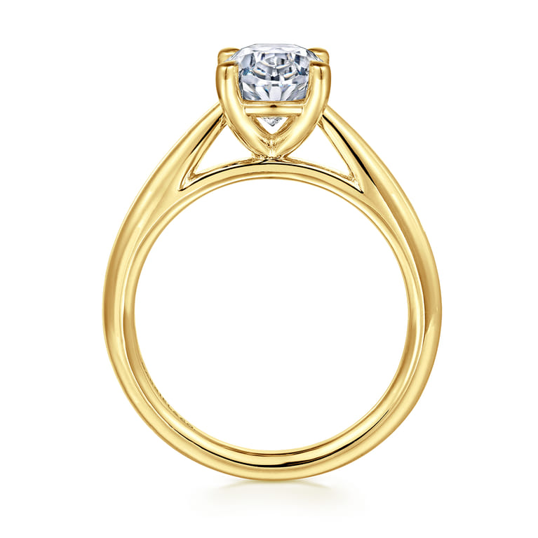 Bambi - 14K Yellow Gold Oval Solitaire Diamond Engagement Ring - Shot 2