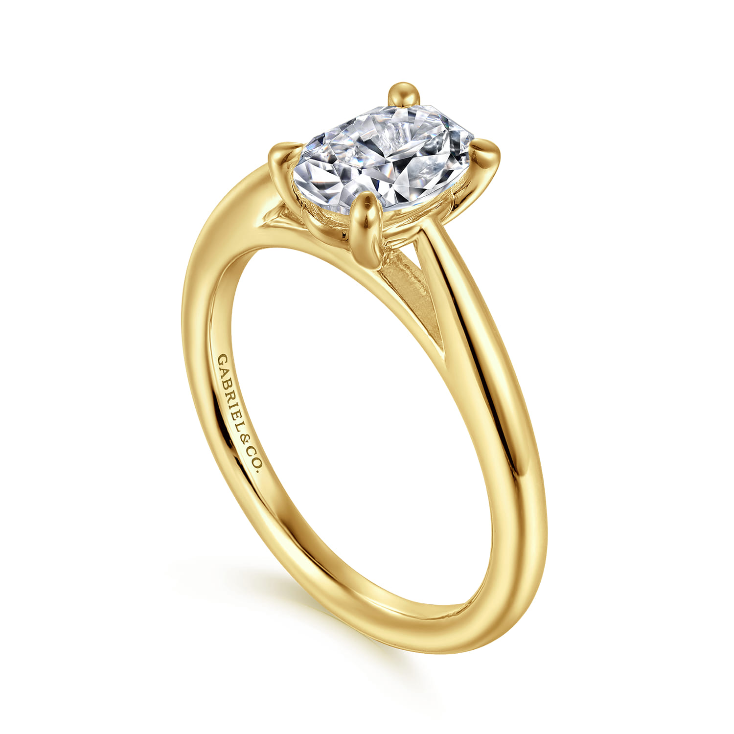 Bambi - 14K Yellow Gold Oval Solitaire Diamond Engagement Ring - Shot 3