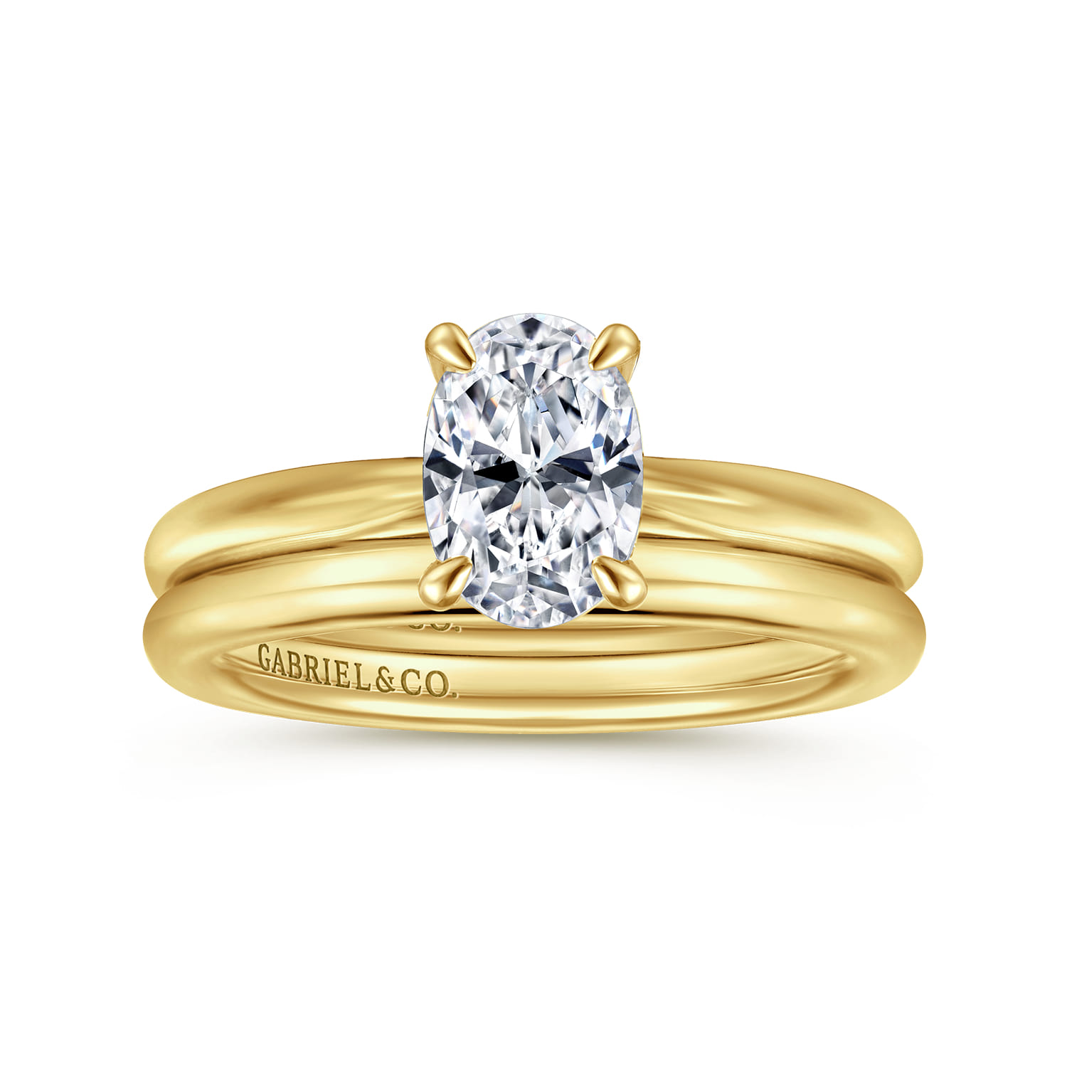 Bambi - 14K Yellow Gold Oval Solitaire Diamond Engagement Ring - Shot 4
