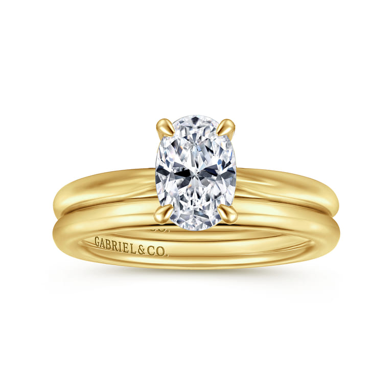 Bambi - 14K Yellow Gold Oval Solitaire Diamond Engagement Ring - Shot 4