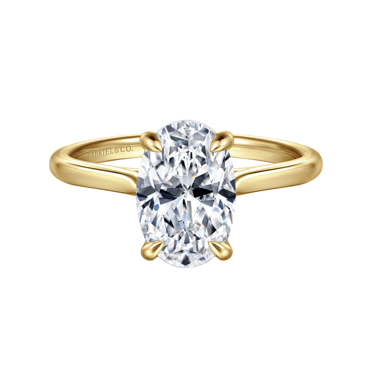 Anne - 14K Yellow Gold Oval Solitaire Diamond Engagement Ring - Shot 1