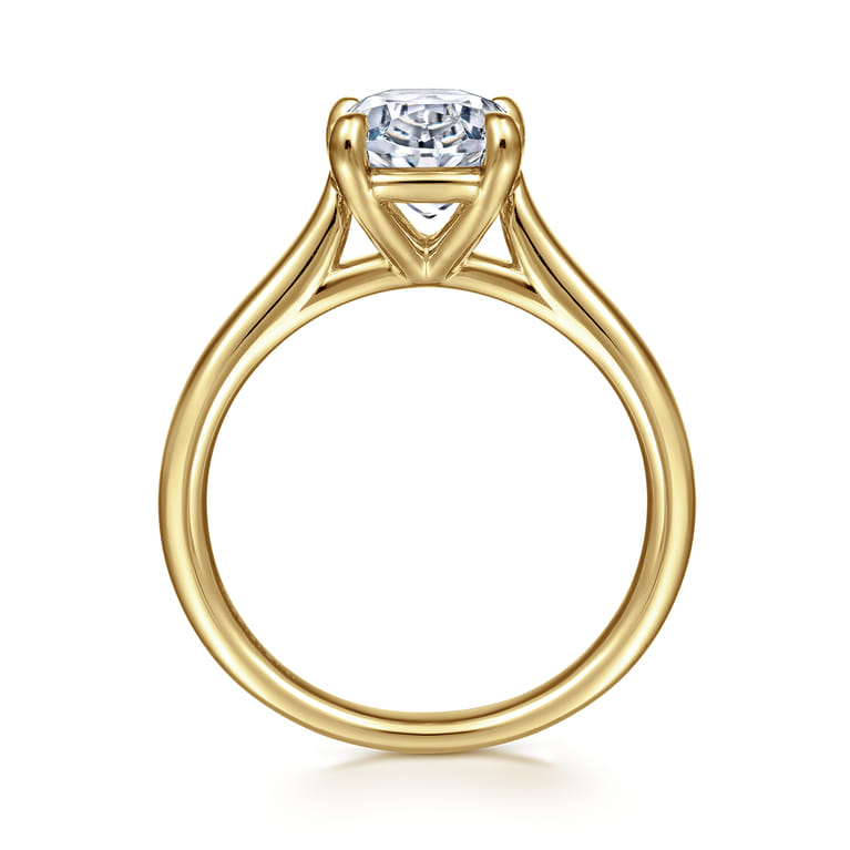 Anne - 14K Yellow Gold Oval Solitaire Diamond Engagement Ring - Shot 2