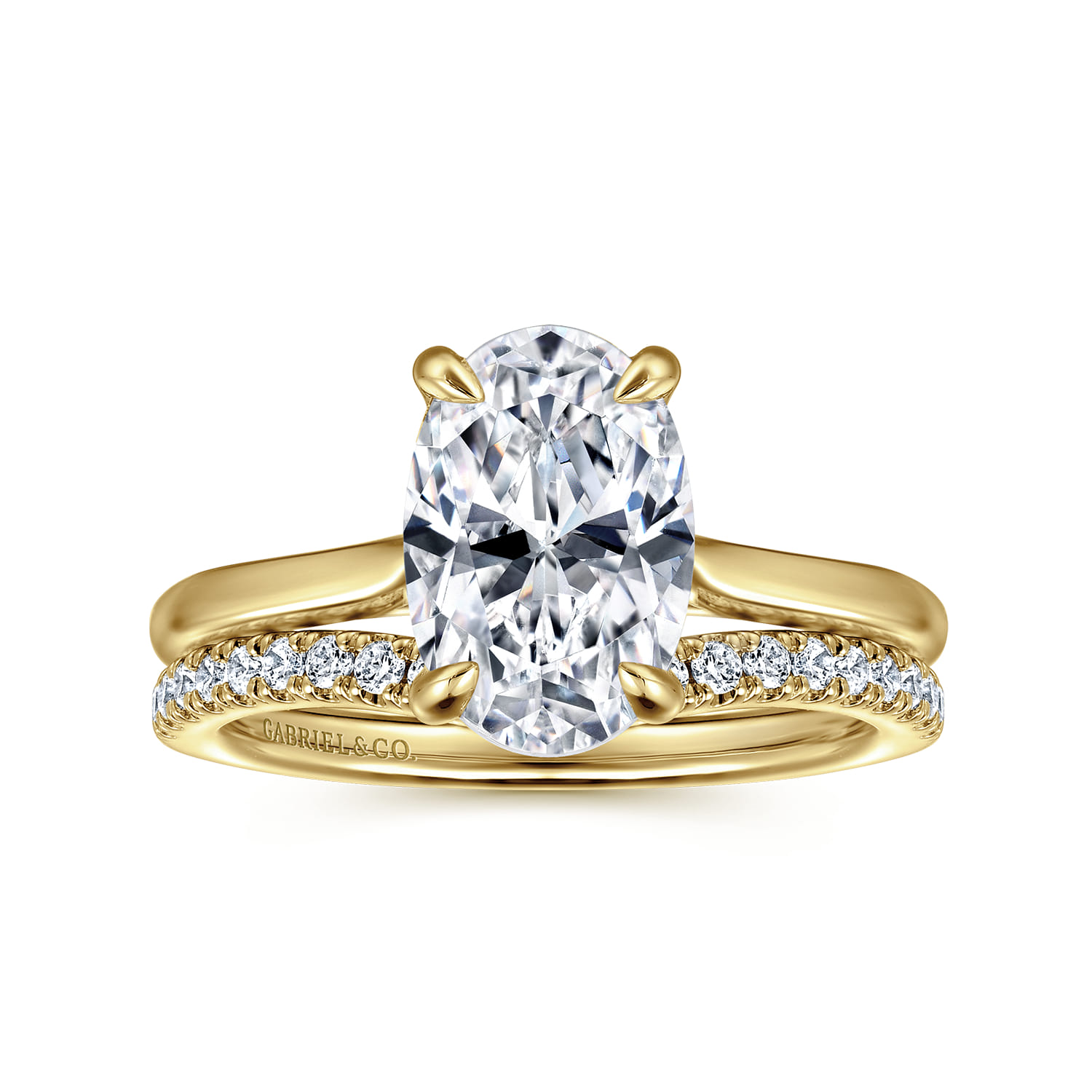 Anne - 14K Yellow Gold Oval Solitaire Diamond Engagement Ring - Shot 4