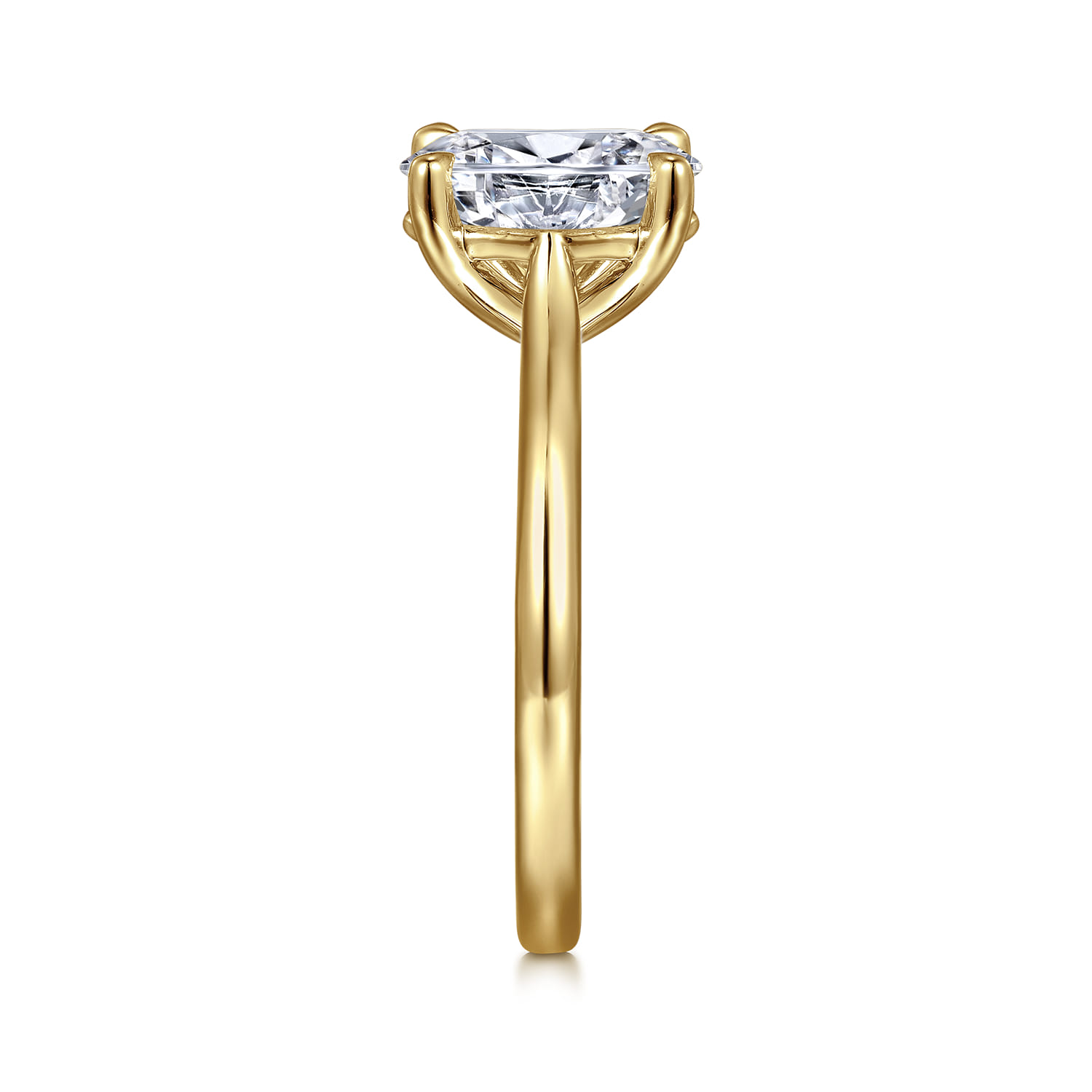 Anne - 14K Yellow Gold Oval Solitaire Diamond Engagement Ring - Shot 5