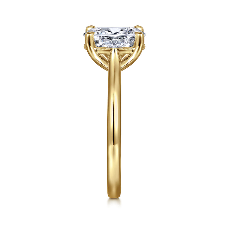 Anne - 14K Yellow Gold Oval Solitaire Diamond Engagement Ring - Shot 5