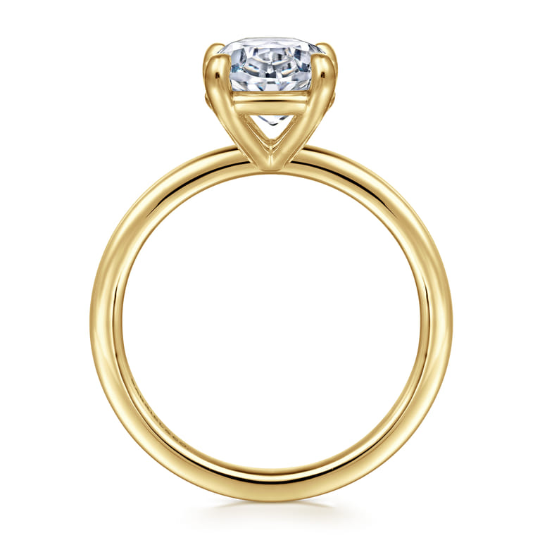 Azura - 14K Yellow Gold Oval Solitaire Diamond Engagement Ring - Shot 2