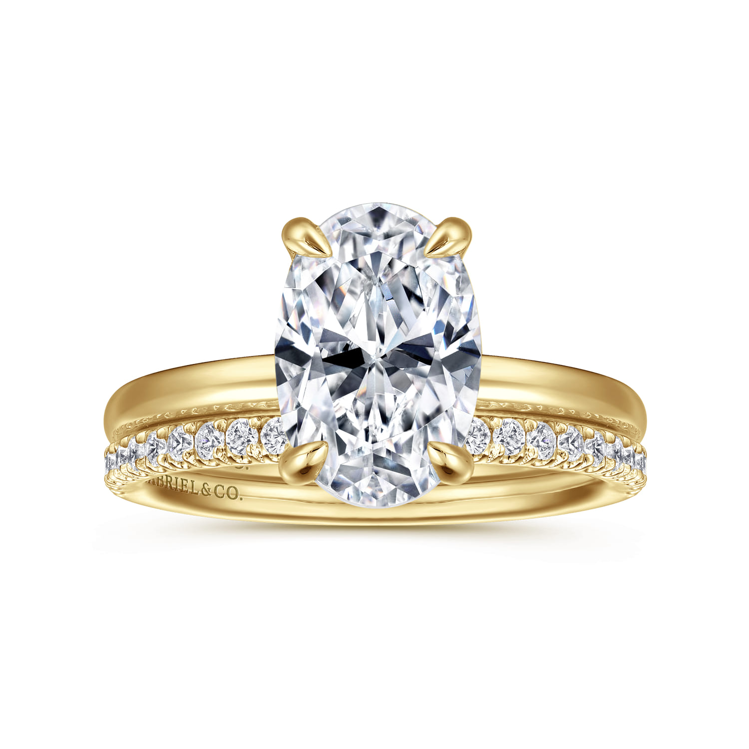 Azura - 14K Yellow Gold Oval Solitaire Diamond Engagement Ring - Shot 4