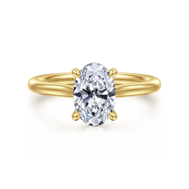 Bena - 14K Yellow Gold Oval Solitaire Diamond Engagement Ring - Shot 1