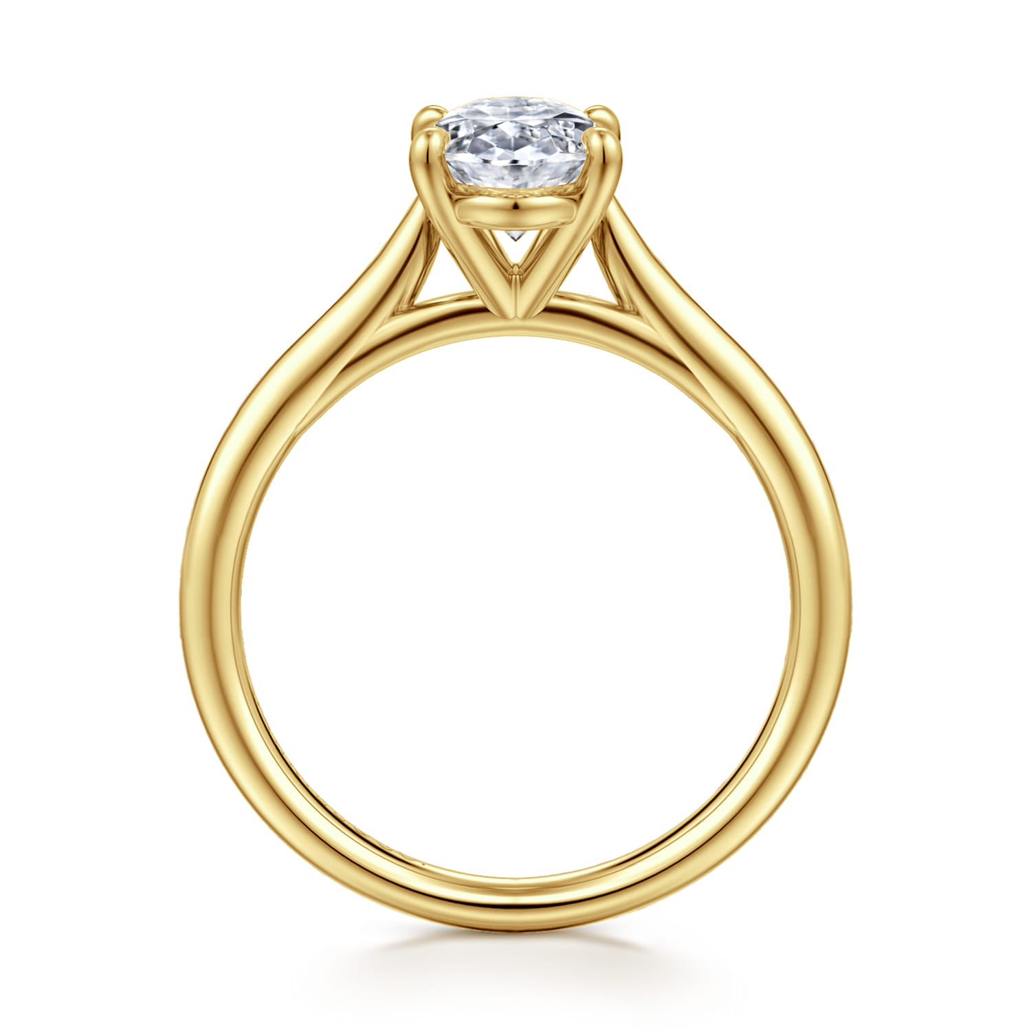 Bena - 14K Yellow Gold Oval Solitaire Diamond Engagement Ring - Shot 2