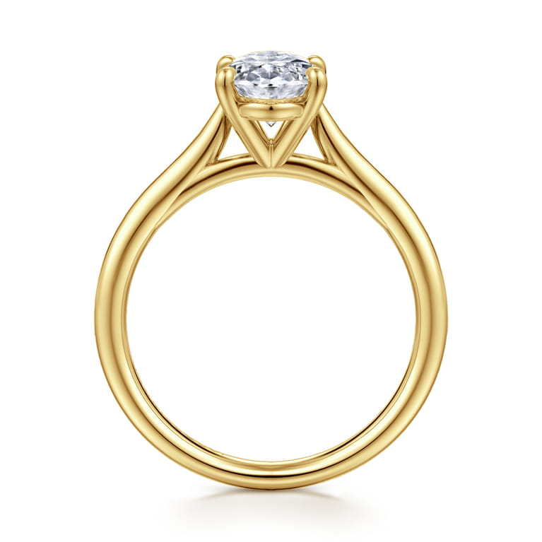 Bena - 14K Yellow Gold Oval Solitaire Diamond Engagement Ring - Shot 2