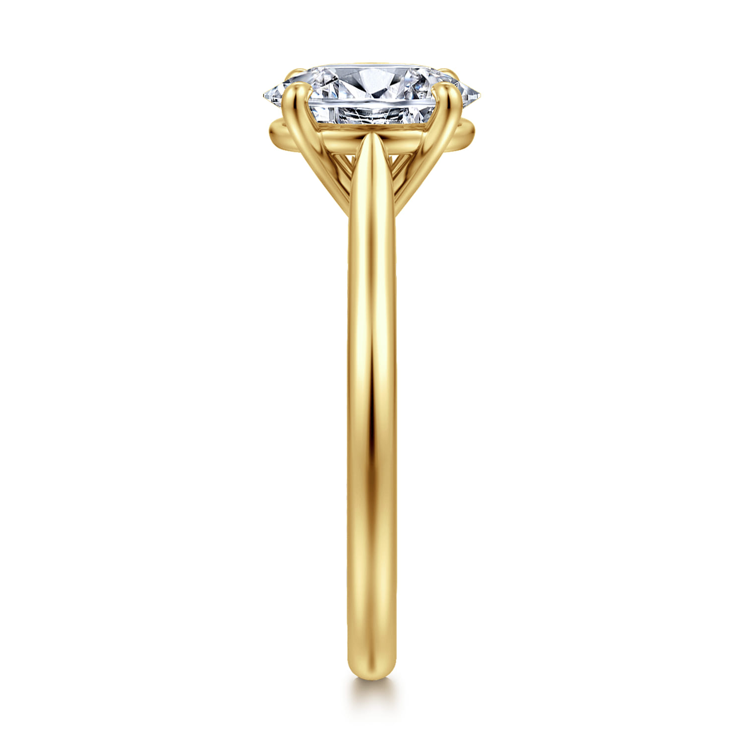 Bena - 14K Yellow Gold Oval Solitaire Diamond Engagement Ring - Shot 4