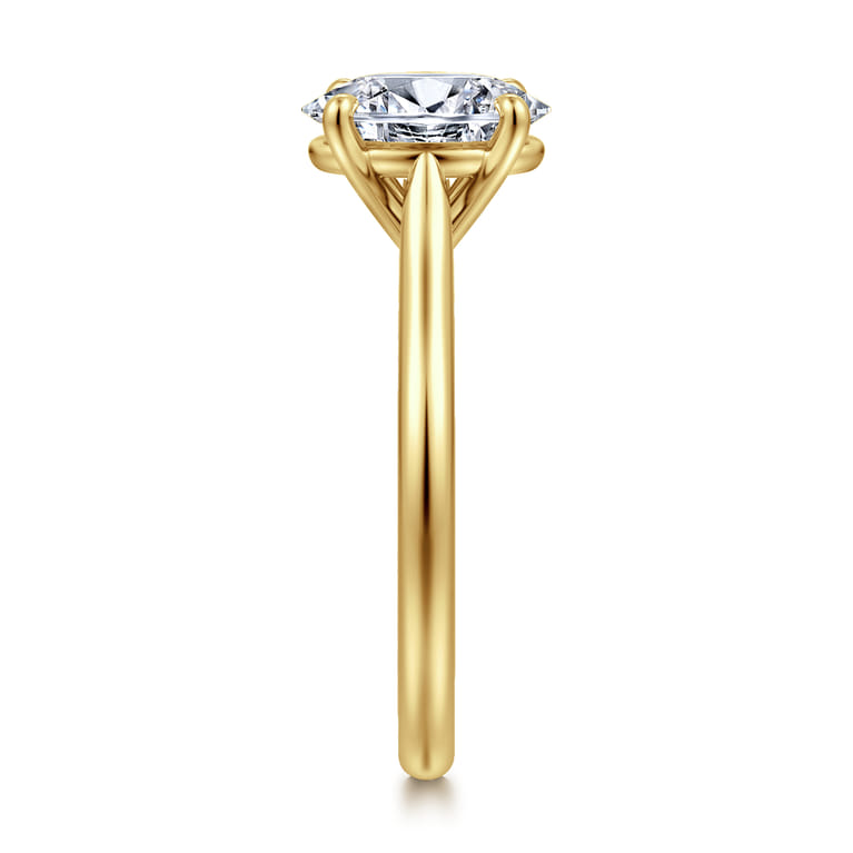 Bena - 14K Yellow Gold Oval Solitaire Diamond Engagement Ring - Shot 4