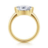 Bara - 14K Yellow Gold Half Bezel East West Oval Diamond Engagement Ring