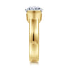 Bara - 14K Yellow Gold Half Bezel East West Oval Diamond Engagement Ring