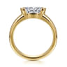 Bara - 14K Yellow Gold Half Bezel East West Oval Diamond Engagement Ring