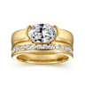 Bara - 14K Yellow Gold Half Bezel East West Oval Diamond Engagement Ring