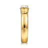 Bara - 14K Yellow Gold Half Bezel East West Oval Diamond Engagement Ring