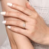 Bara - 14K Yellow Gold Half Bezel East West Oval Diamond Engagement Ring